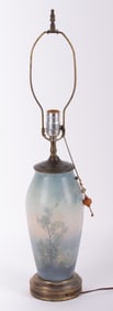 An American Landscape Vellum Glaze Art Pottery Lamp, Edward Diers for Rookwood