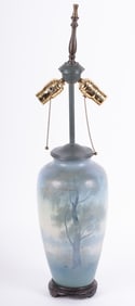 A Very Fine American Landscape Vellum Glaze Art Pottery Lamp, Edward Diers for Rookwood