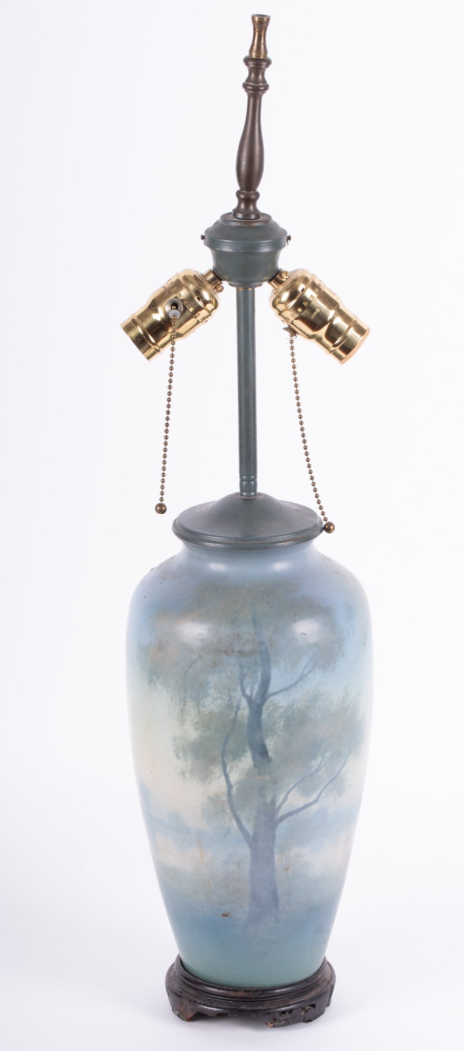 A Very Fine American Landscape Vellum Glaze Art Pottery Lamp, Edward Diers for Rookwood (1 of 8)