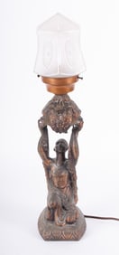 Art Deco Spelter Joan of Arc Table Lamp