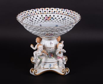 A Large Dresden Porcelain Reticulated Center Bowl