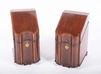 Pair of Antique Mahogany Knife Boxes