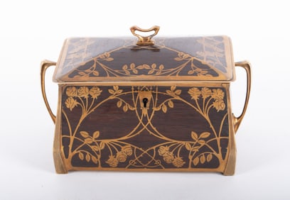 A Erhard & Sohne Jugendstil Brass Inlaid Box