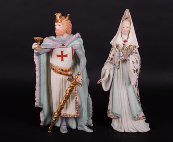 Two Rare Cybis Porcelain Figures, King Richard the Lionheart & Queen Berengaria