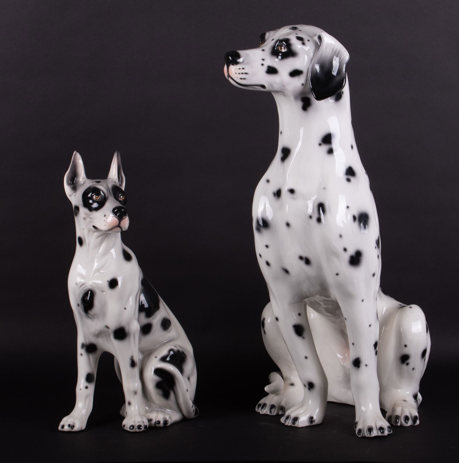 Two Large Italian Glazed Ceramic Dog Figurines (1 of 5)
