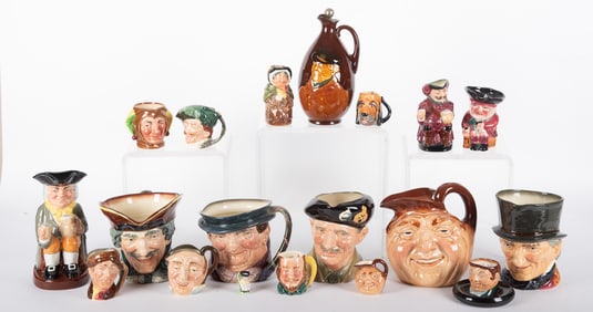 Large Assortment of Royal Doulton Character and Toby Mugs