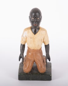 Abolitionist Movement Folk Art Figure of a Slave in Silent Protest Posture