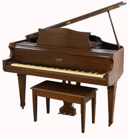 Semi-Antique George Steck Mahogany Baby Grand Piano with Bench