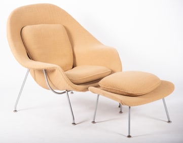 Vintage Eero Saarinen for Knoll Womb Chair and Ottoman, Designed in 1946, Manufactured in 1948