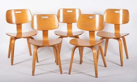 Five Mid Century Modern Thonet Dining Chairs