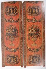 Antique Italian Two Panel Leather Wrapped Screen