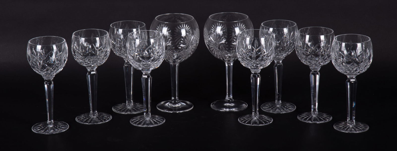 Waterford "Lismore Hock" Wine Glasses: Waterford "Lismore Hock" Wine Glasses Set of 8 all in good condition, measuring 7 1/2 inches in height & 2 3/4 inches in width.