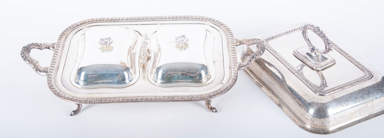 A Sheffield Plated Silver Handled Hot Vegetable Serving Dish - 3