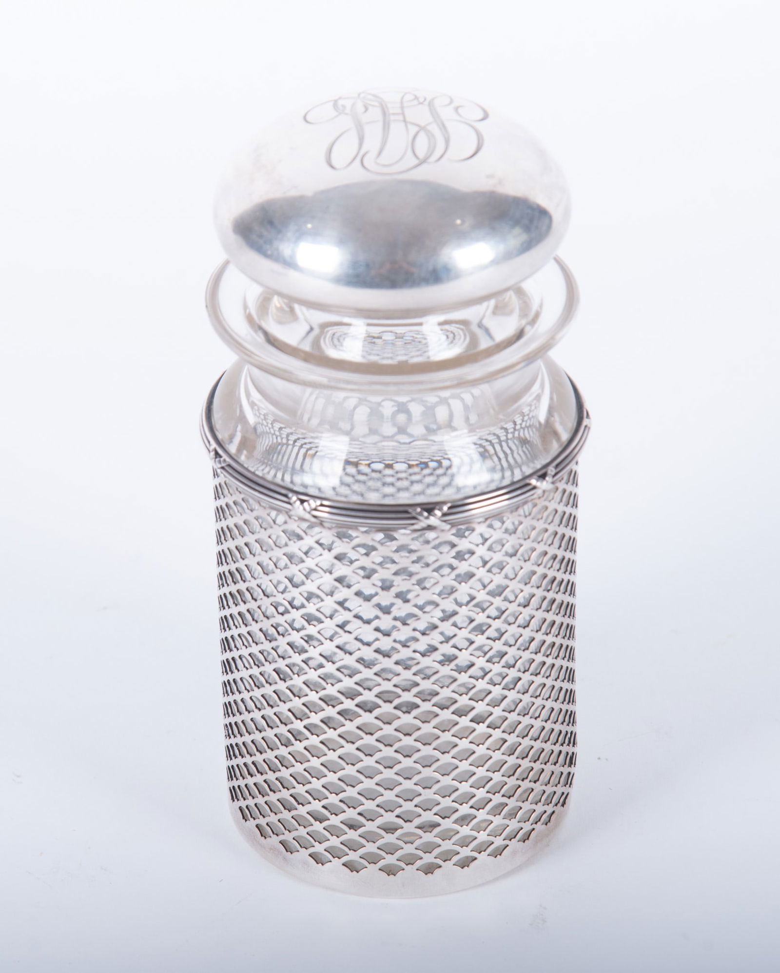 An Antique American Sterling Silver and Crystal Dresser Jar (1 of 3)