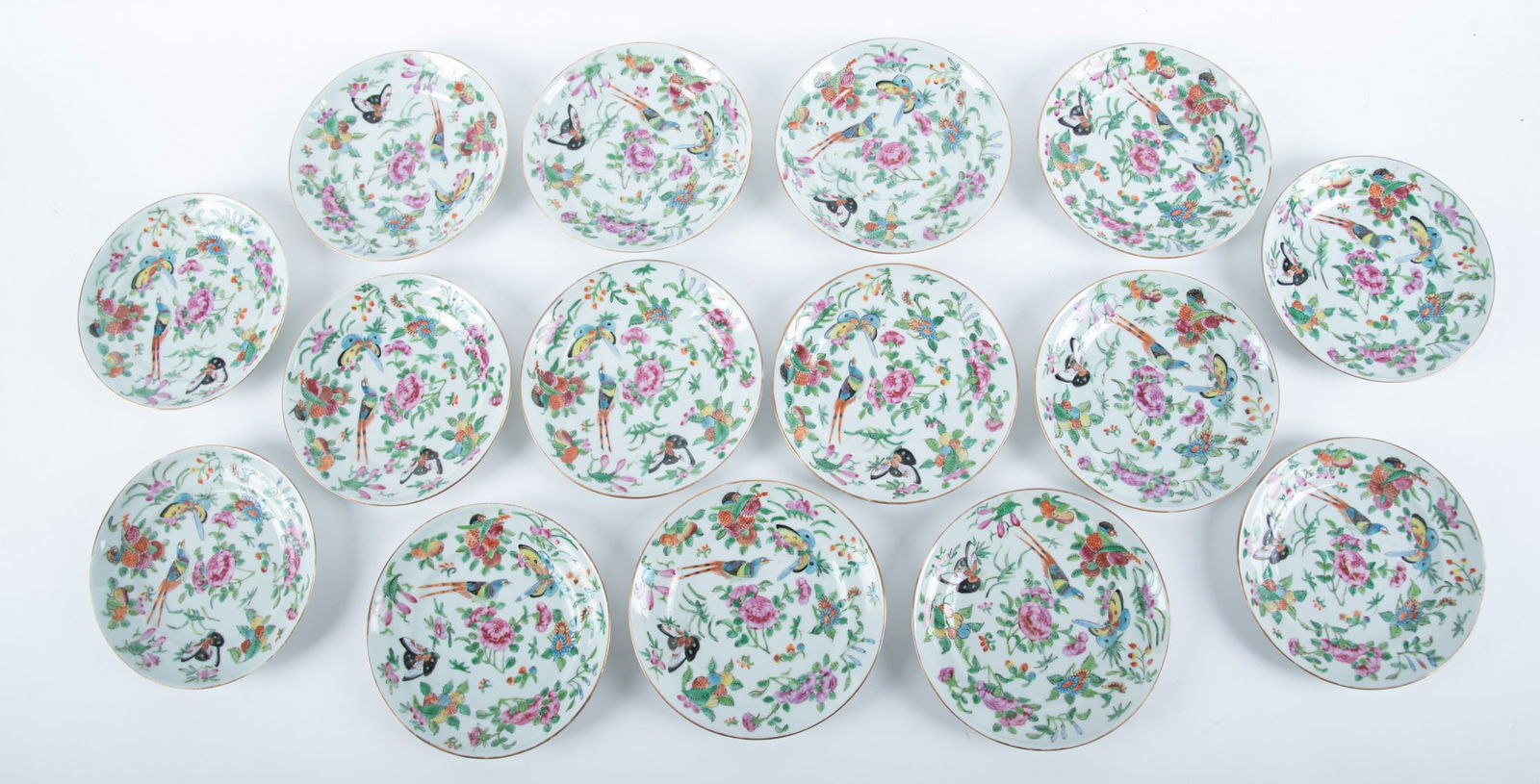 Fifteen Antique Chinese Celadon Famille Rose Dishes (1 of 4)