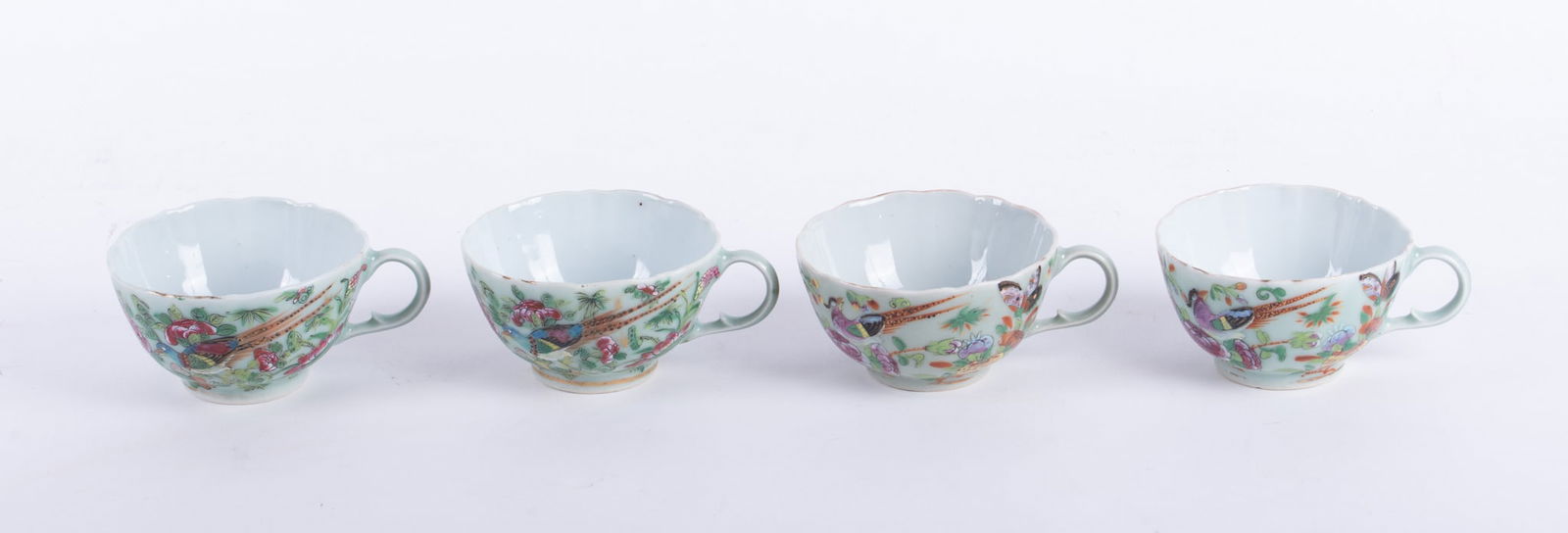 Four Antique Chinese Celadon Famille Rose Coffee Cups (1 of 5)