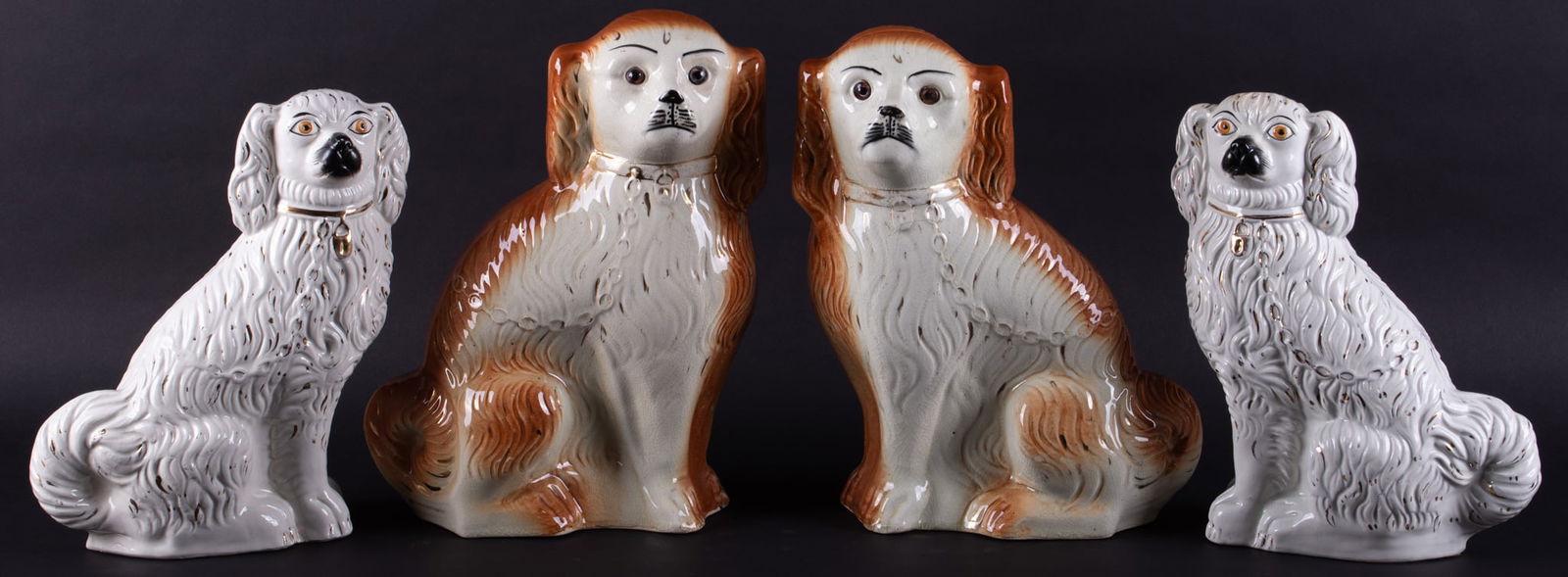 Two Pairs of Large Staffordshire Spaniel Figures (1 of 4)