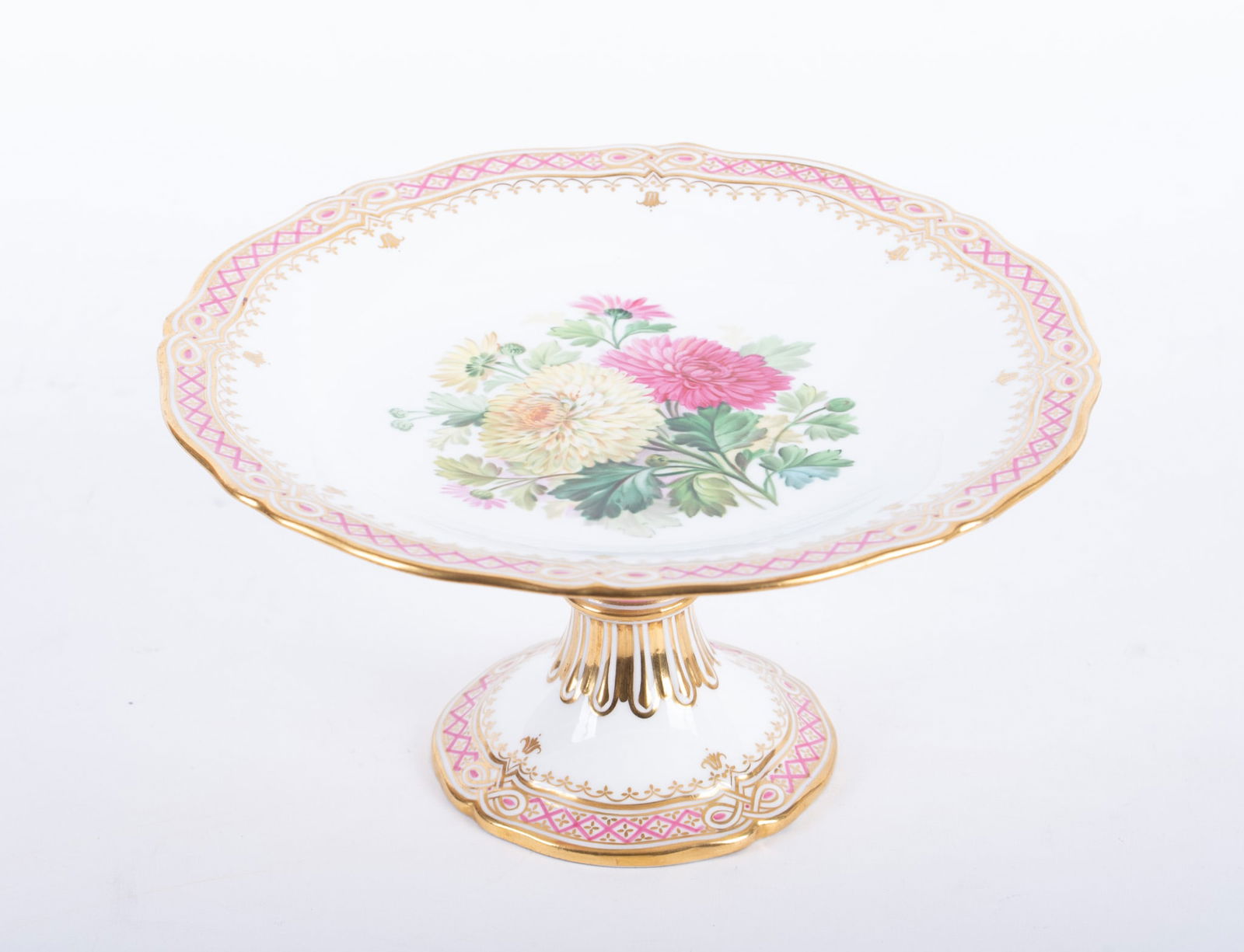 An Antique Staffordshire Hand Painted Botanical Desert Compote (1 of 4)
