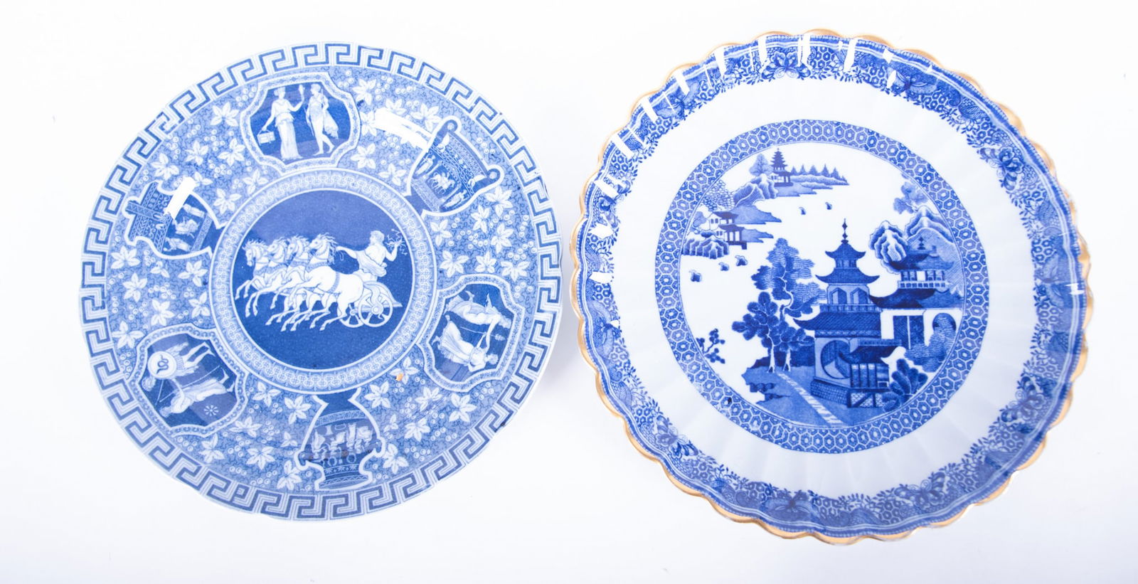 Two Antique Spode Blue Transferware Serving Plates (1 of 4)