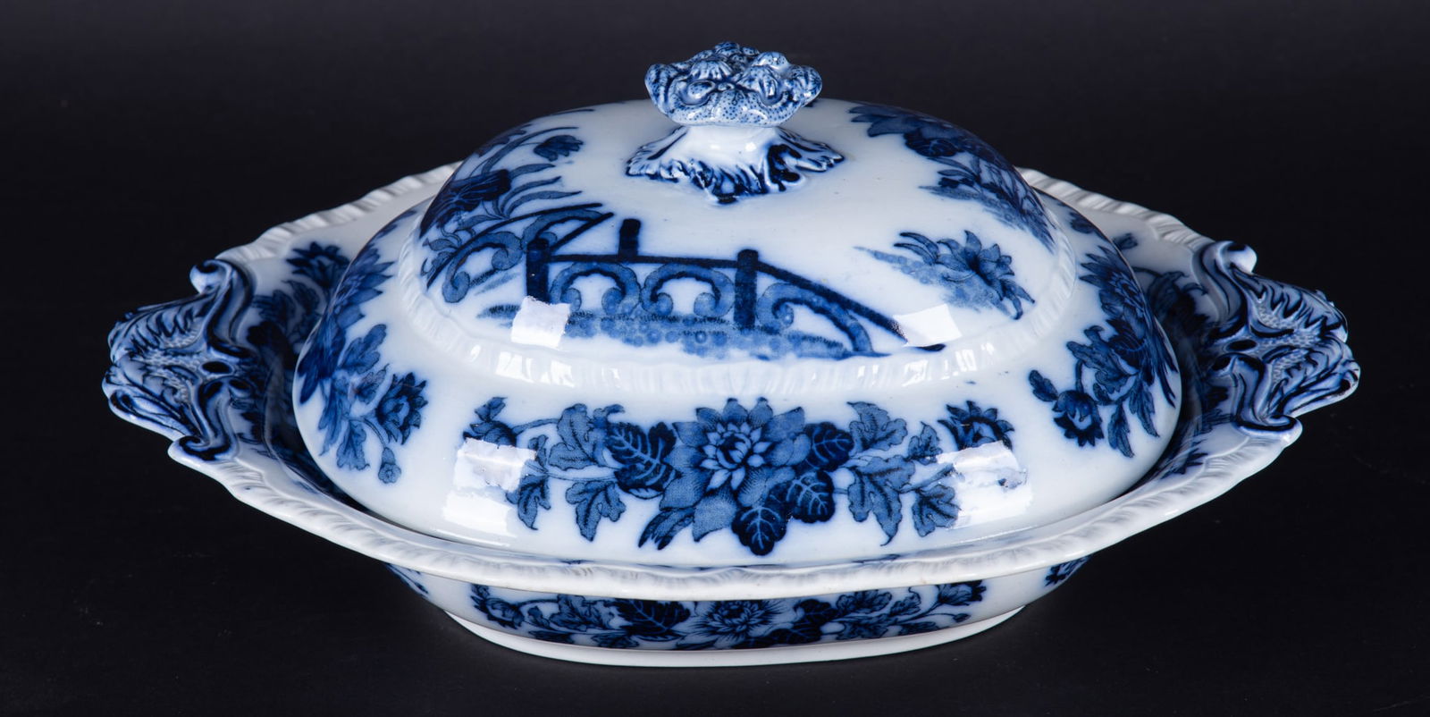 An Unusual Flow Blue Covered Dish, Yedo by Ashworth Brothers (1 of 4)