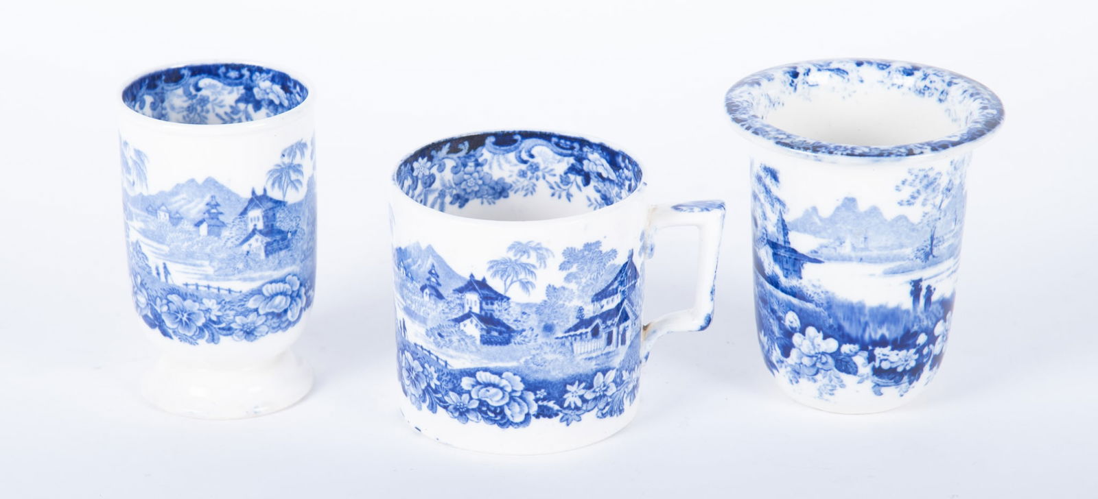 Three Minton Genevese Blue Transferware Table Articles: Three Minton Genevese Blue Transferware Table Articles England, late 19th century, all three pieces in Minton's famous Genevese pattern featuring deep scrolling floral trim and Swiss-style village