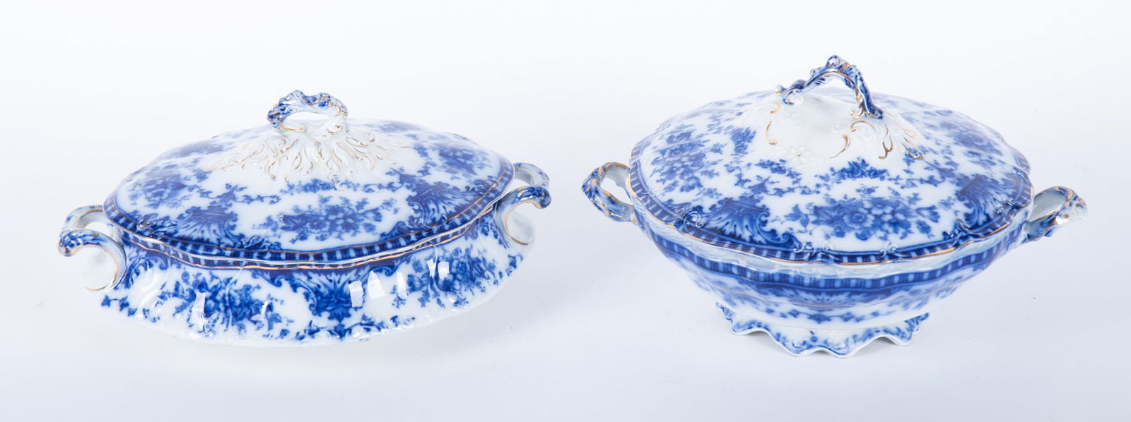 An Antique English Flow Blue Covered Tureen and Covered Bowl, Coronet by S.H. and Sons (1 of 4)
