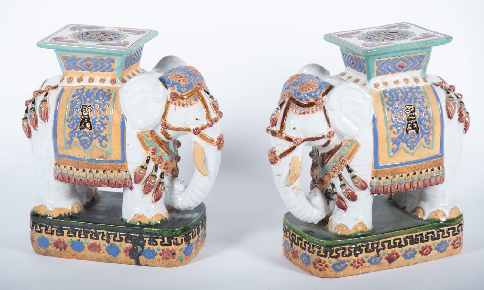 Pair Of Semi Antique Terre Cotta Asian Elephant Form Garden Stools (1 of 3)