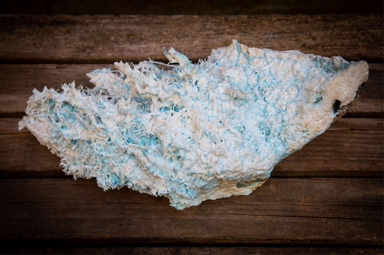 Blue Argonite Specimen from Yun Nam China: Blue Argonite Specimen from Yun Nam China L: 17 inches; W: 8 1/2 inches; H: 8 1/2 inches