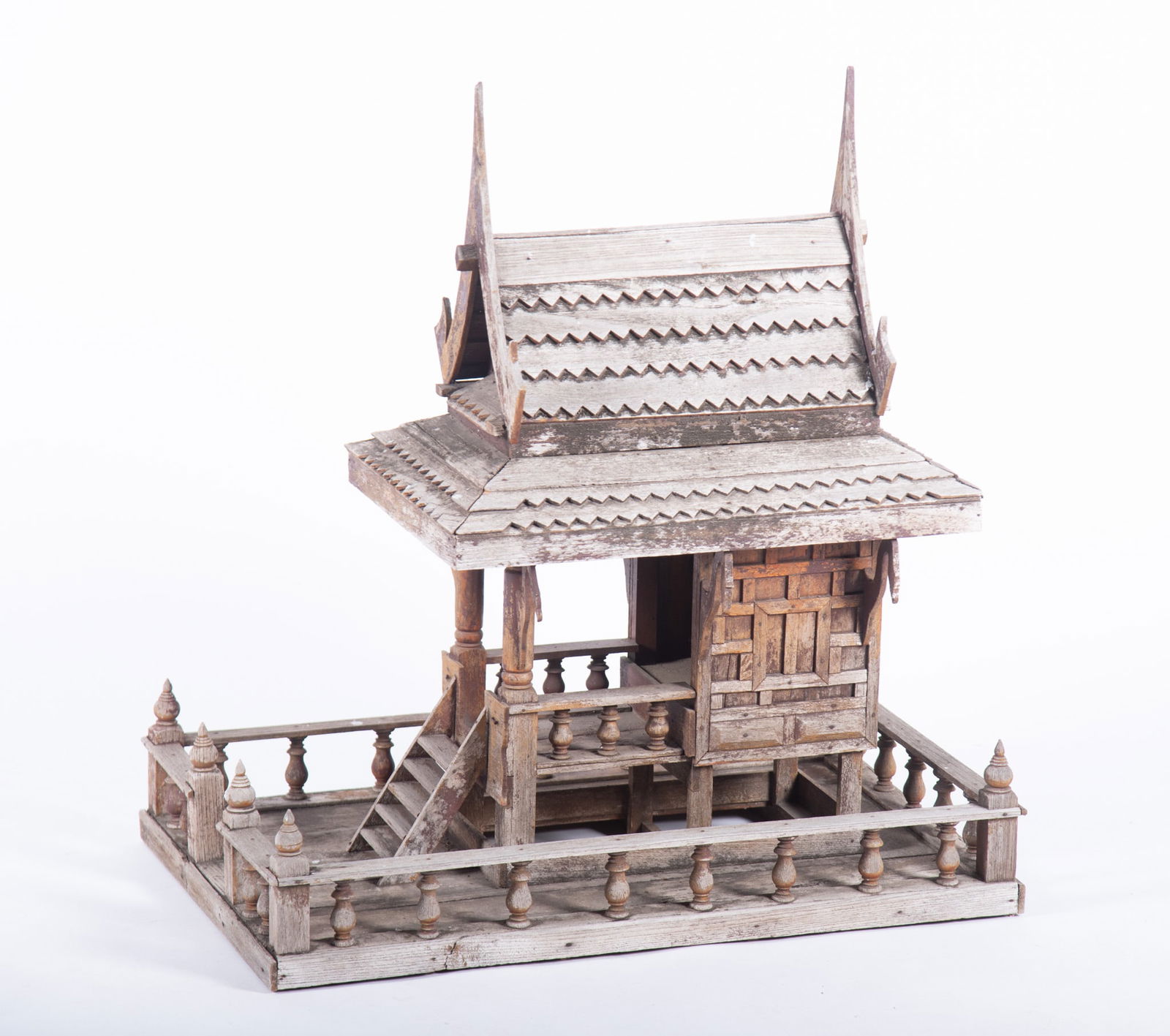 Vintage Handcrafted Thai Teakwood Spirit House: Vintage Handcrafted Thai Teakwood Spirit House Height: 30 inches; Length: 28 inches; Width: 17 1/2 inches