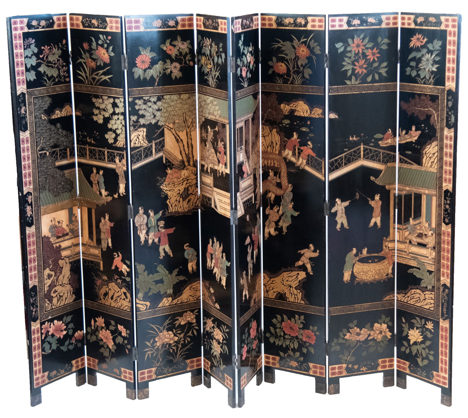 Chinese Black Lacquer Coromandel Room Screen (1 of 4)