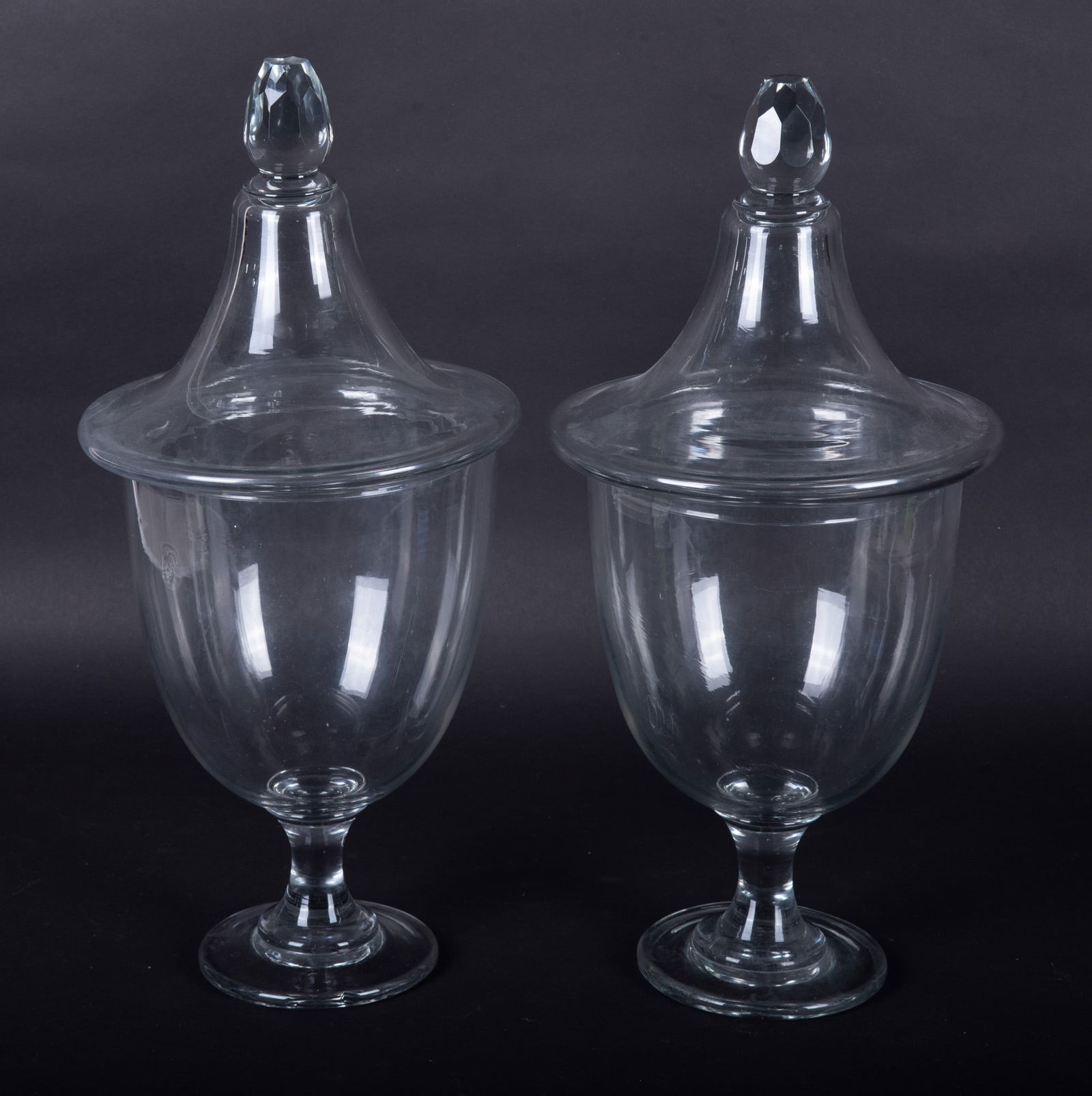 A Pair of Antique Blown Glass Lidded Apothecary Jars (1 of 3)