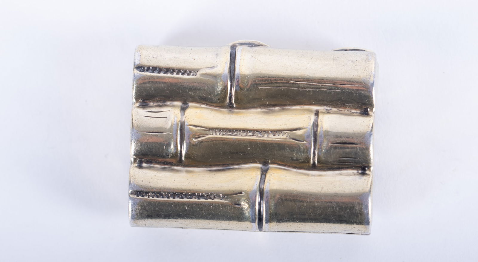 Tiffany & Co. Sterling Silver Bamboo Pill Box: Tiffany & Co. Sterling Silver Bamboo Pill Boxmarked 925 sterling, Italy. Total weight 0.710 troy ounces.1 3/4 x 1 1/2 inches