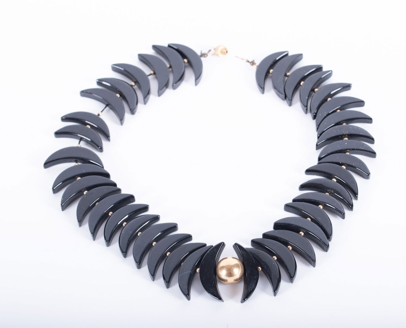 Black Onyx Crescent Shaped Bead Necklace (1 of 2)