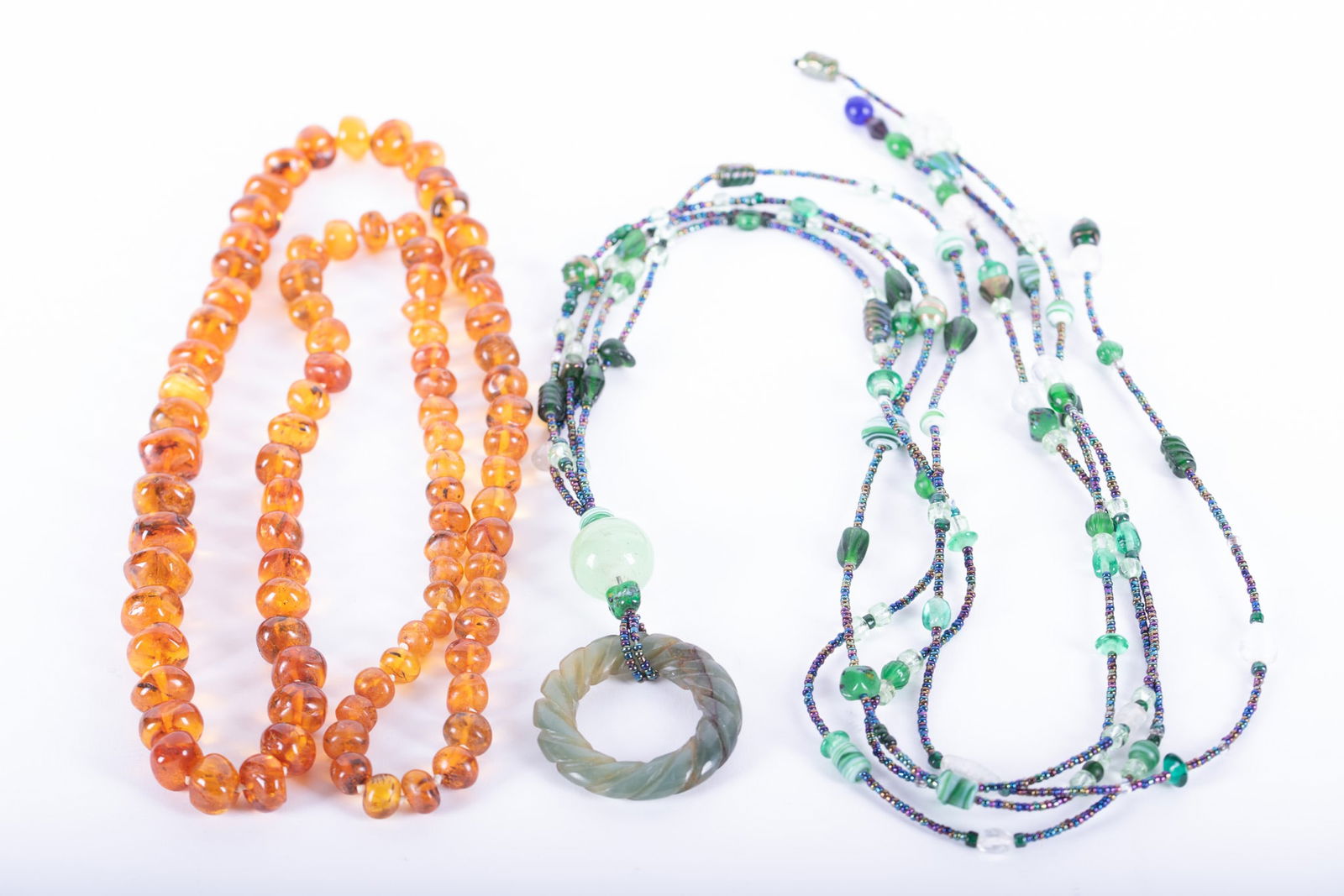 Amber Necklace paired with a Multi Stone Lariat (1 of 2)