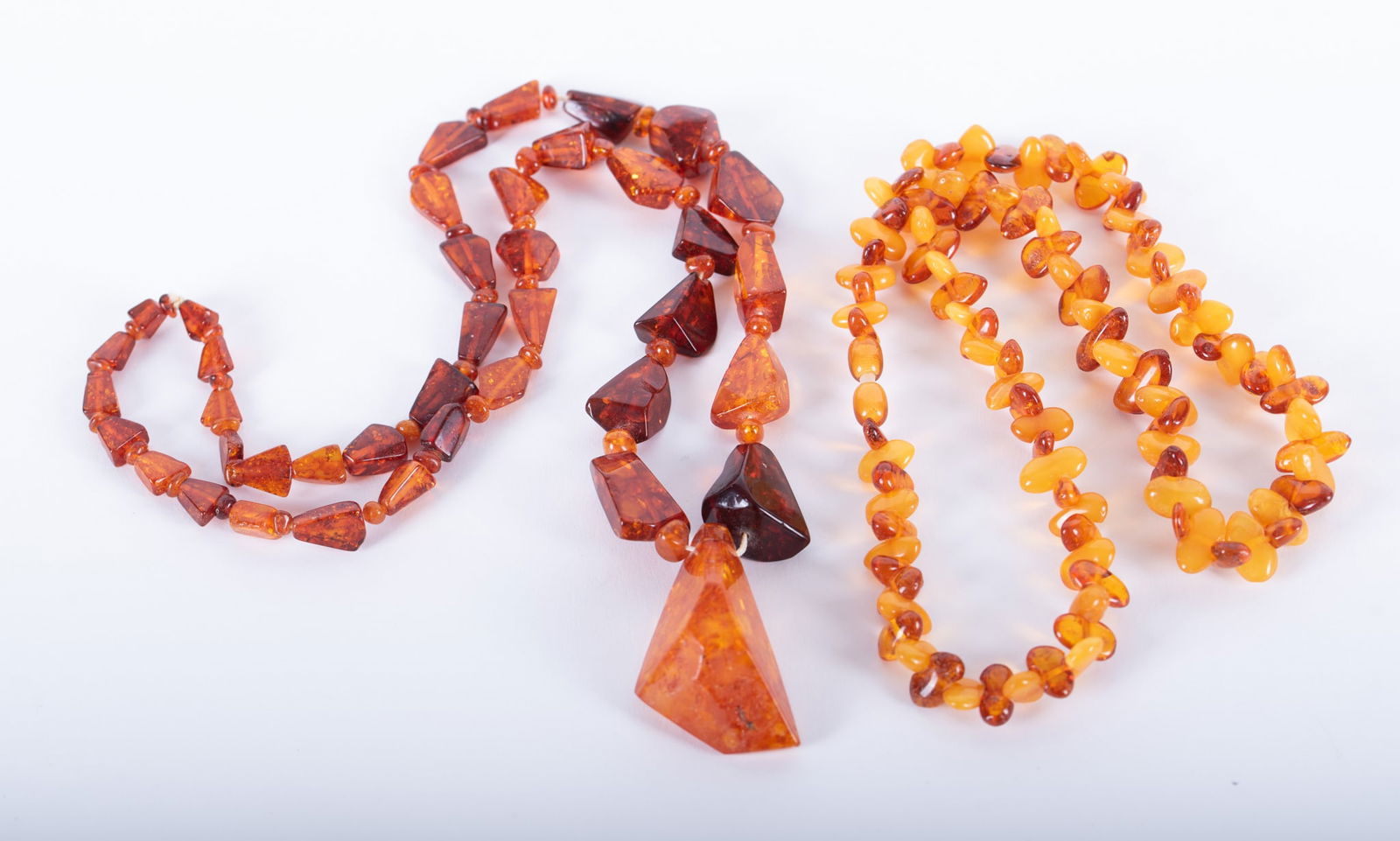 Amber Necklace with Pendant Paired with Two Tone Amber Necklace (1 of 2)