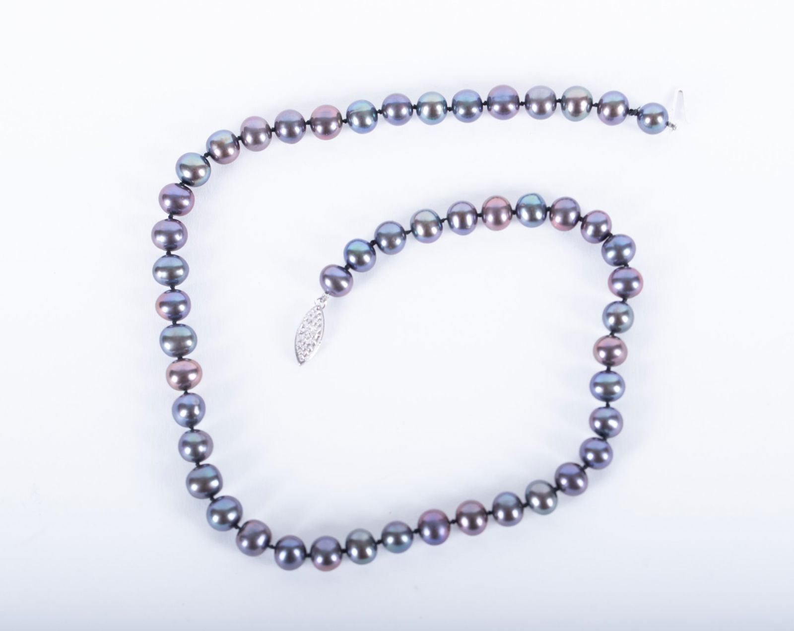 Black Pearl Necklace with 14K White Gold Clasp (1 of 2)
