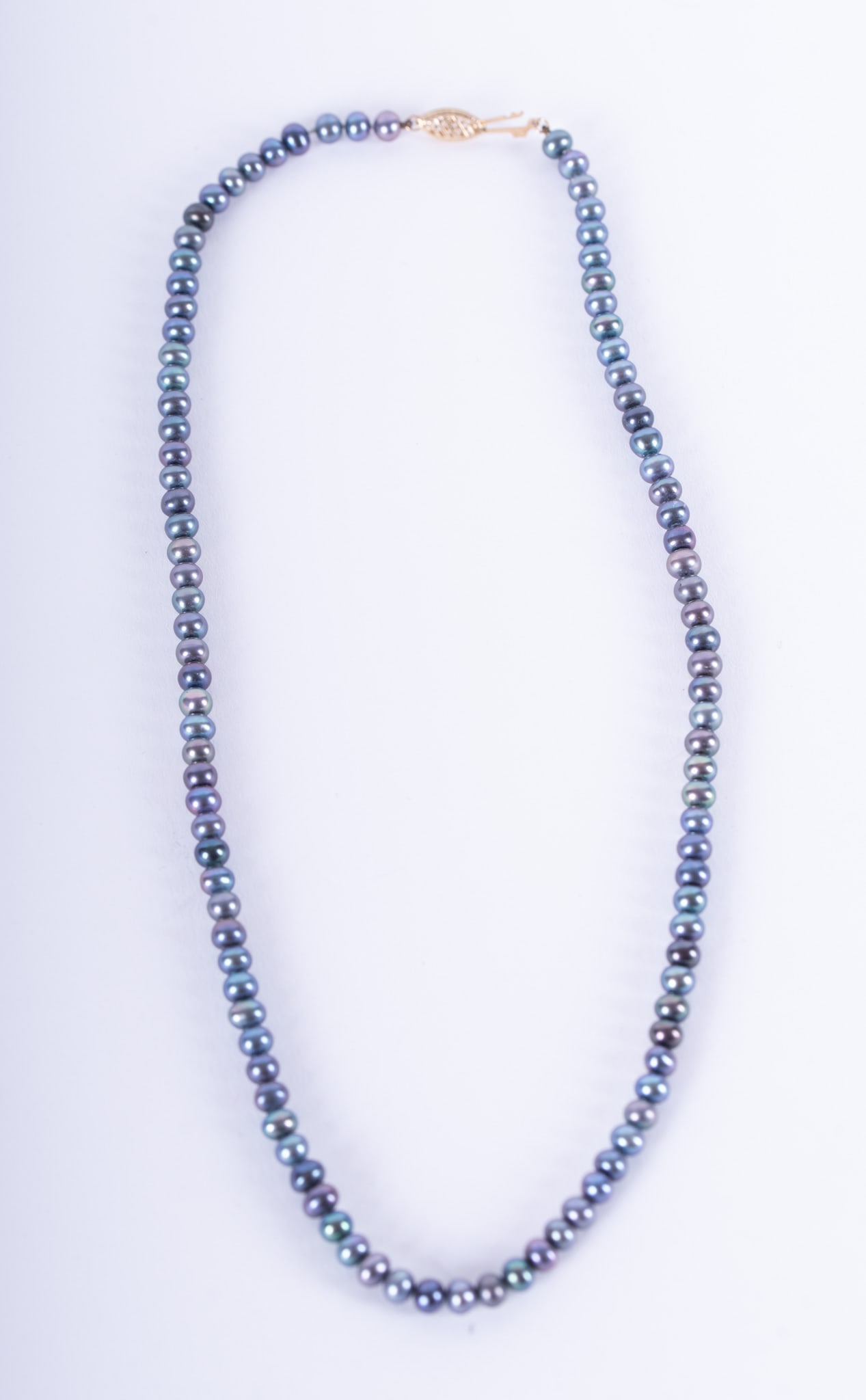 Black Pearl Necklace With 14K Yellow Gold Clasp (1 of 2)