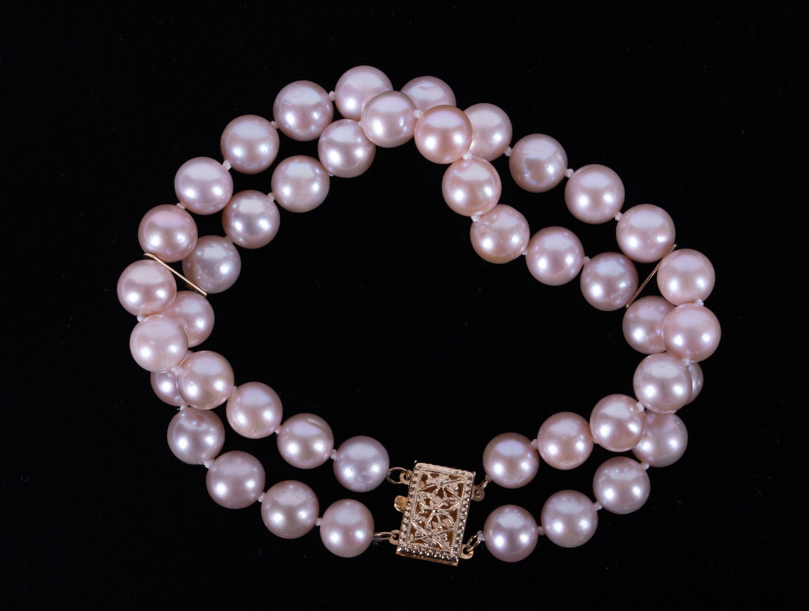 Pink Pearl Bracelet with 14K Yellow Gold Clasp (1 of 2)