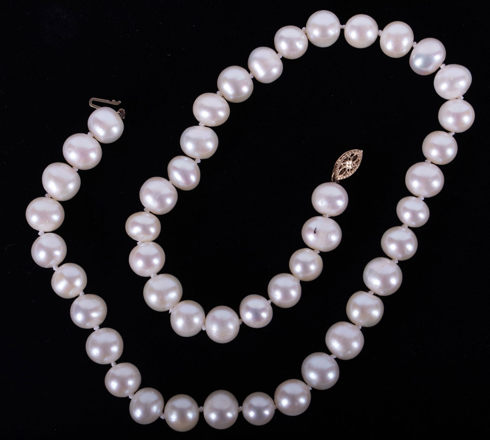 White Cultured Pearl Necklace with 14k Yellow Gold Clasp (1 of 2)