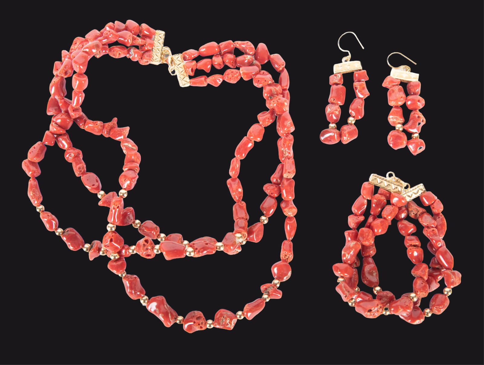 Coral and 18K Yellow Gold Jewelry Suite (1 of 5)