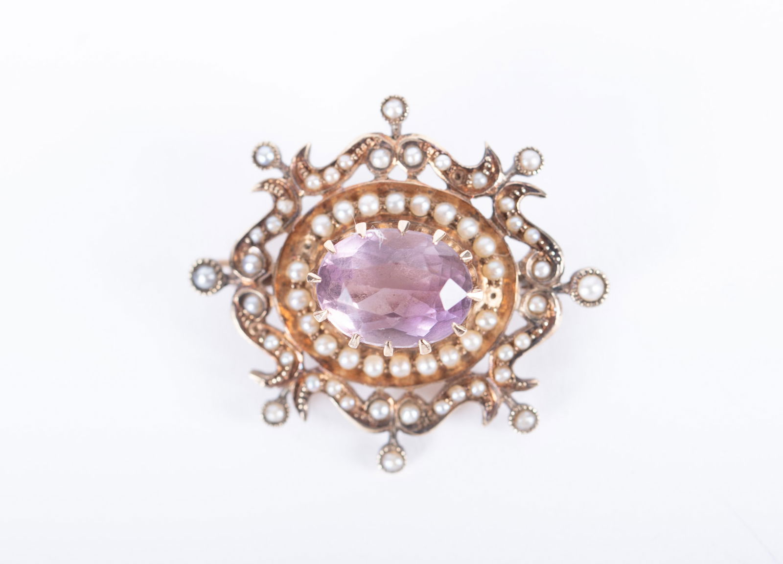 14K Victorian Brooch with Amethyst & Seed Pearls (1 of 2)