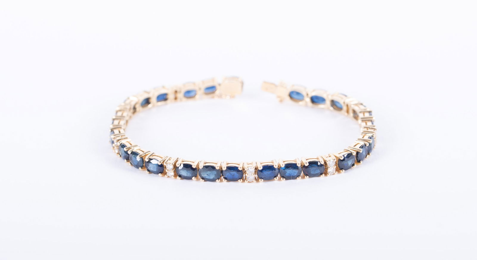 14K Sapphire & Diamond Tennis Style Bracelet (1 of 2)