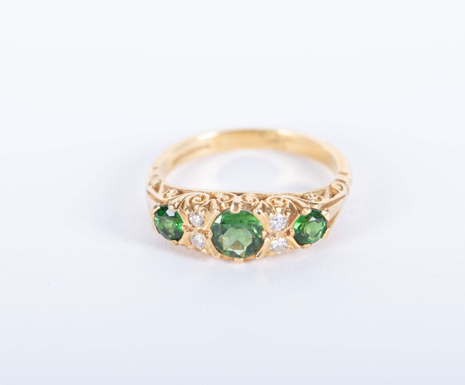 18K Yellow Gold Emerald & Diamond Ring (1 of 3)
