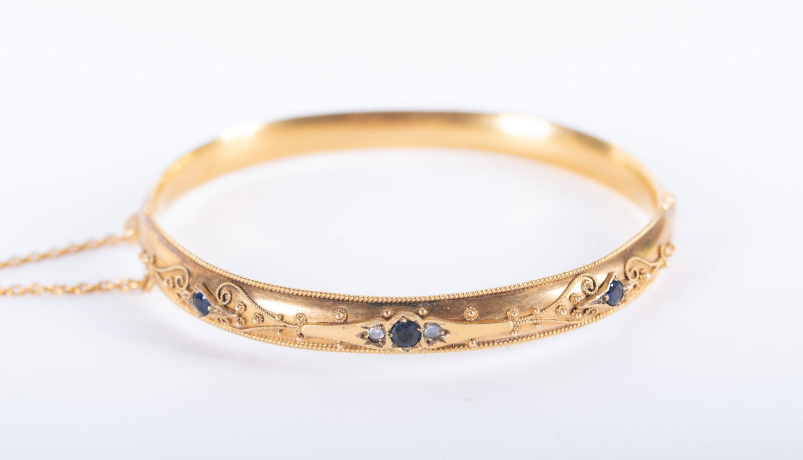 14K Yellow Gold Etruscan Style Bracelet with Sapphires & Diamonds (1 of 2)