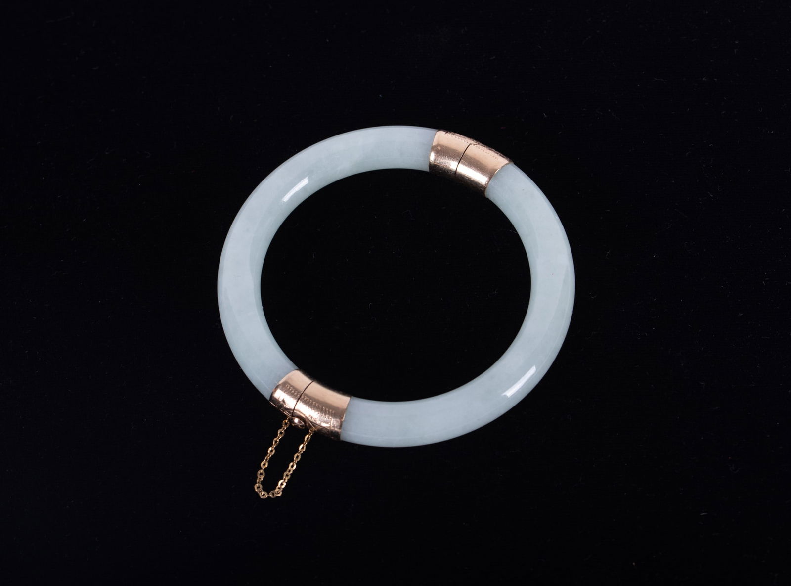 Vintage Jade Bangle with 14K Yellow Gold Clasp & Hinge (1 of 2)