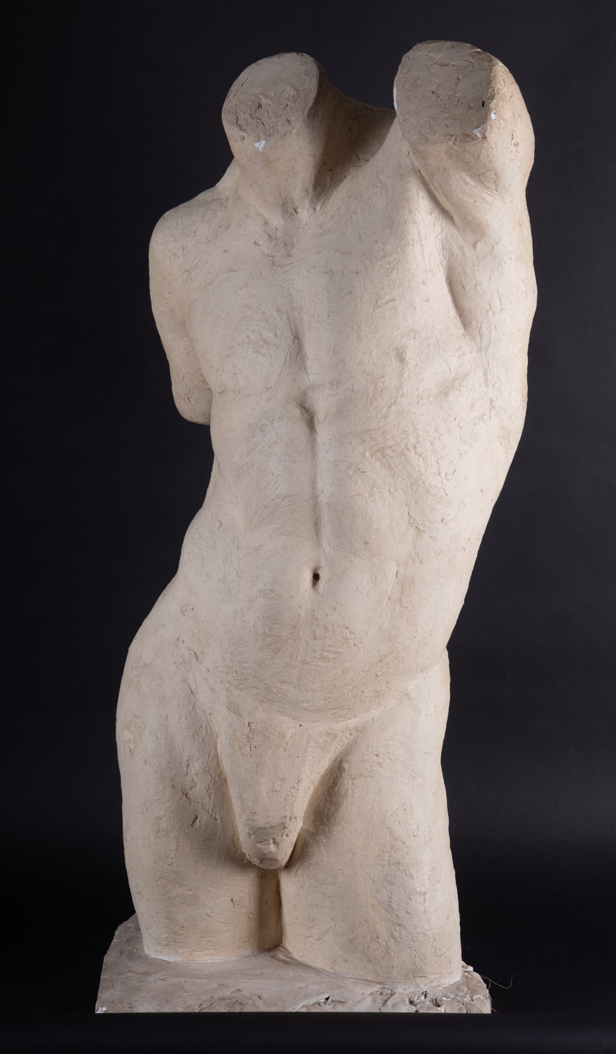 20th Century Plaster Sculpture of a Male Nude Torso: 20th Century Plaster Sculpture of a Male Nude Torso Provenance: The Estate of John Wehmer, St. Louis Height: 38 inches