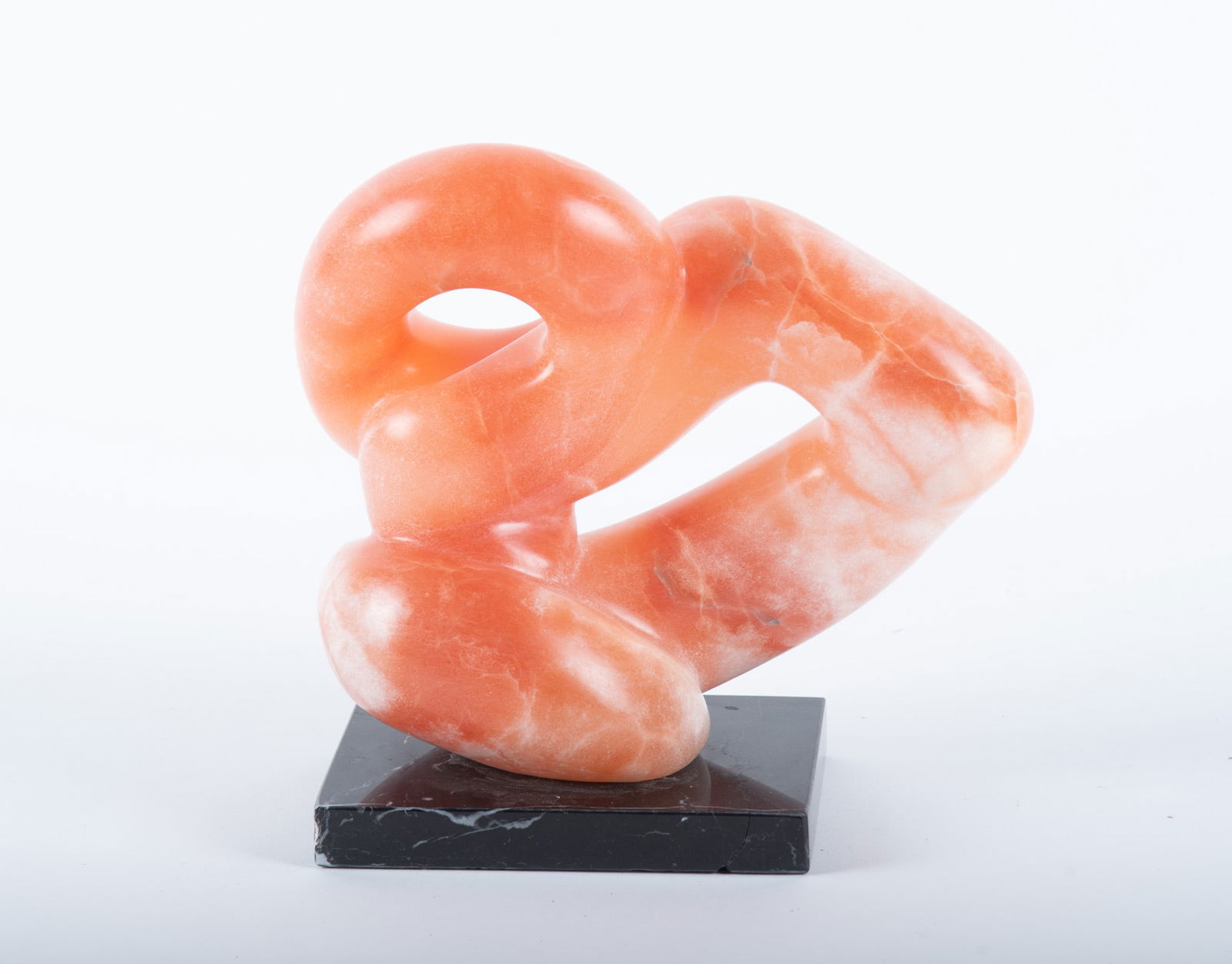 Contemporary Carved Orange Alabaster Sculpture, D.C.H, 1991 (1 of 3)