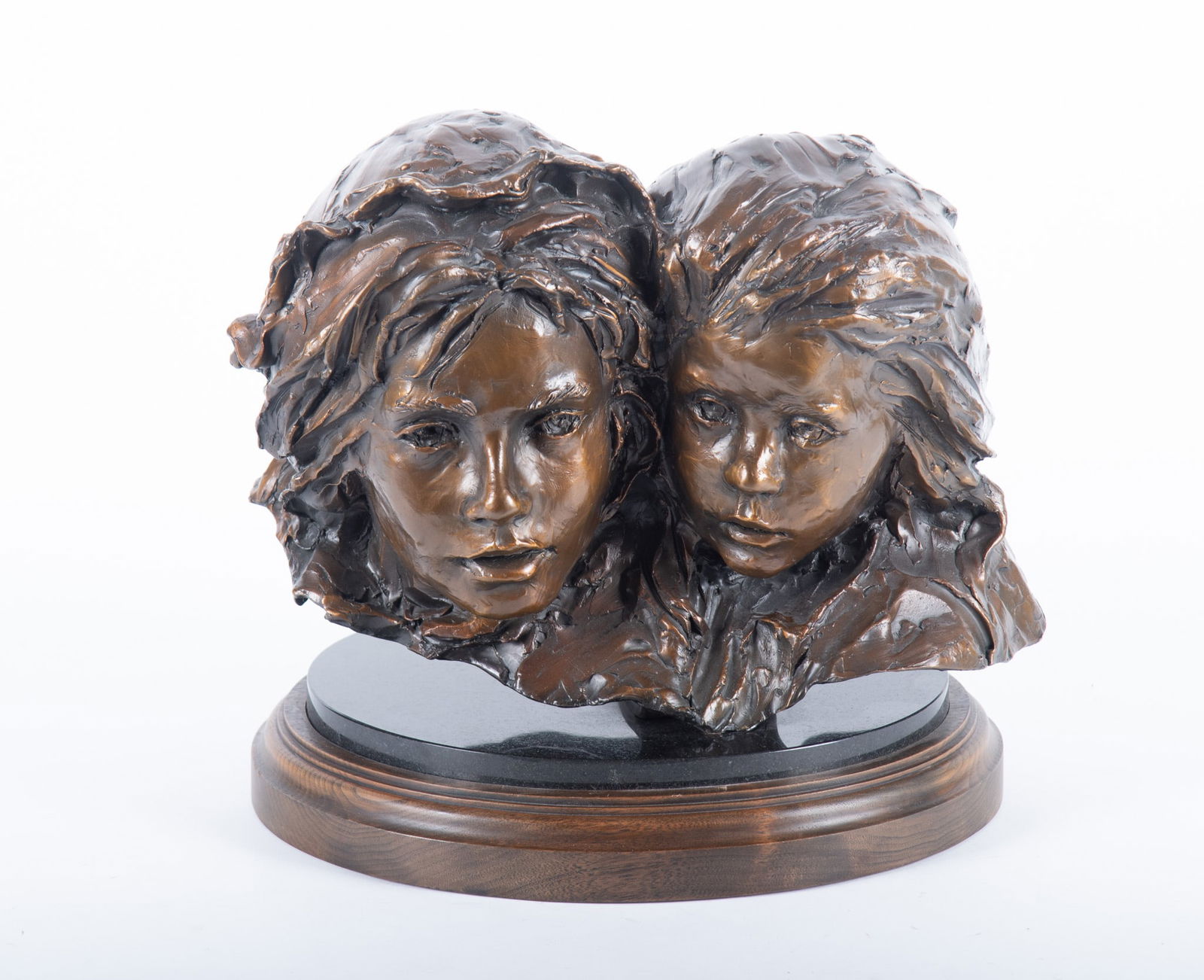 Glenna Maxey Goodacre, American (1939-2020), Daughters, 2002, bronze, ed. 21/25: Glenna Maxey GoodacreAmerican, (1939-2020)Daughters, 2002bronze, ed. 21/25signed, dated, and numbered at the base.Height: 13 1/2 inches; Width: 15 inches; Depth: 11 inches