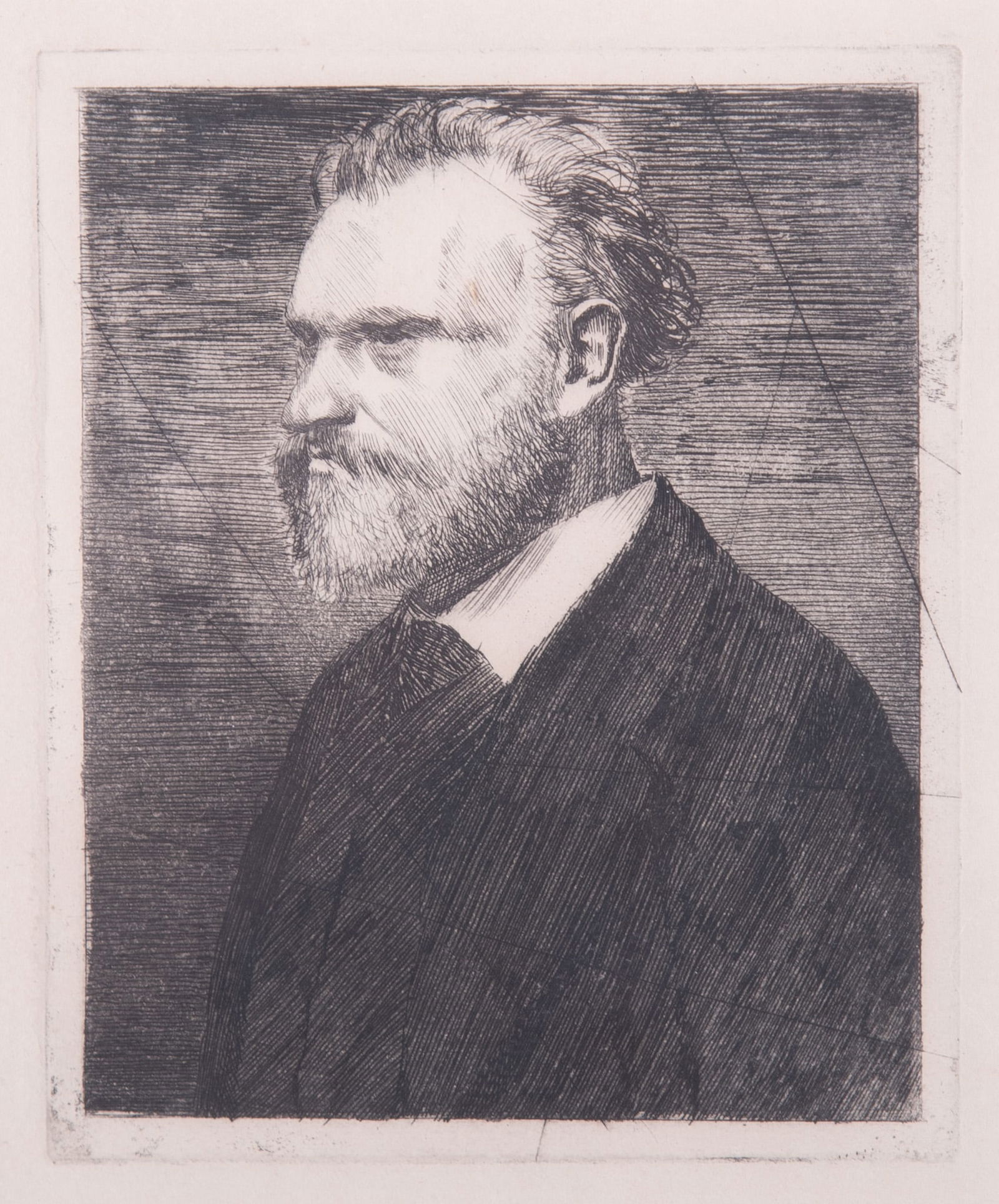 Edgar Degas, French (1832-1883), Edouard Manet, Half-Length Portrait (Edouard Manet en Buste), ca: Edgar DegasFrench, (1832-1883)Edouard Manet, Half-Length Portrait (Edouard Manet en Buste), ca 1861etching and aquatint on thick wove paper from cancelled plateframed.5 x 4 inches (platemark); 9 1/2 x