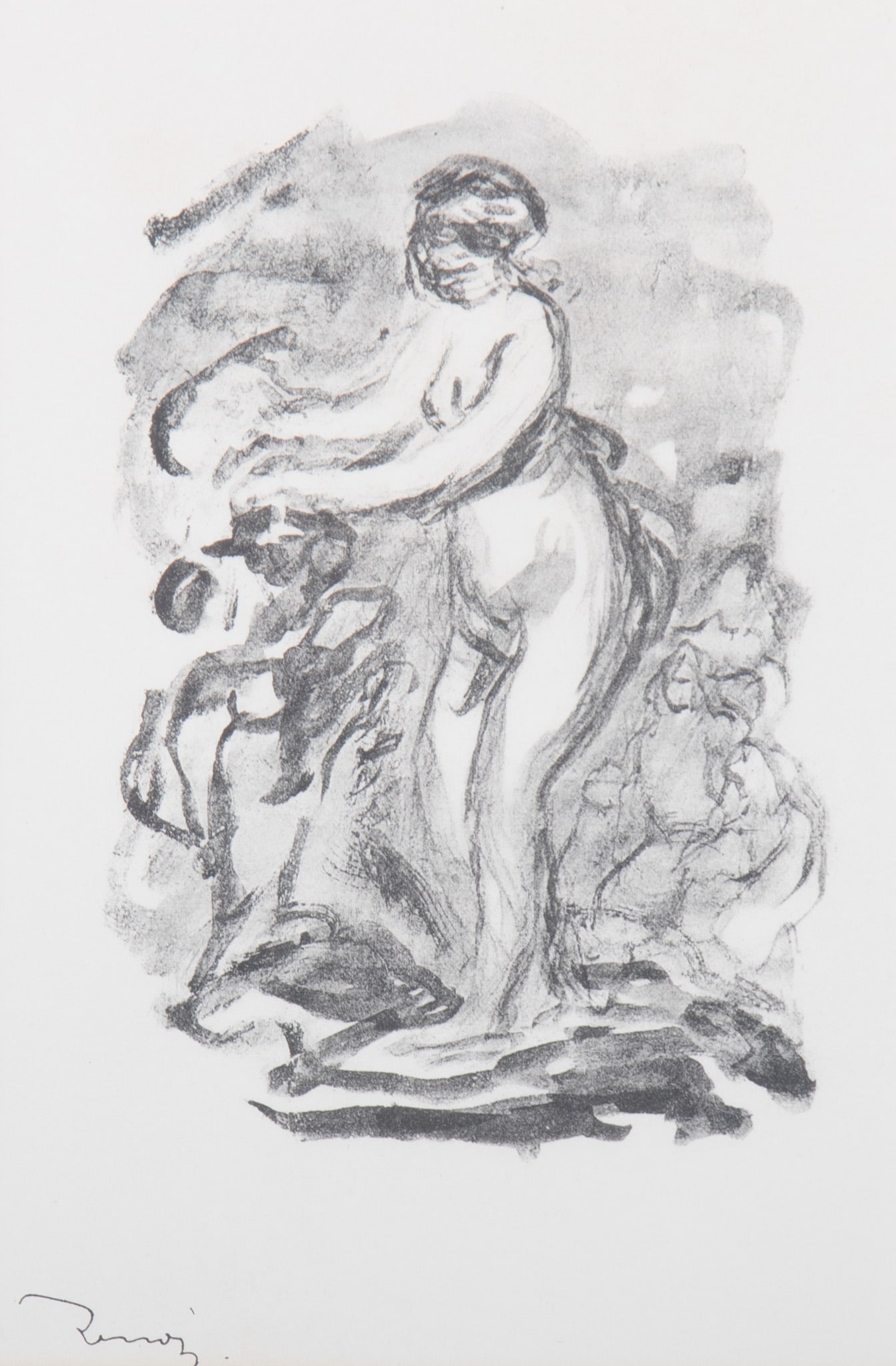 Pierre-Auguste Renoir, French (1841-1919), Femme au Cep de Vigne (Woman by the Grapevine), (from: Pierre-Auguste RenoirFrench, (1841-1919)Femme au Cep de Vigne (Woman by the Grapevine), (from Douze lithographies originales de Pierre-Auguste Renoir)lithographsigned in the plate, framed.Purchased: R